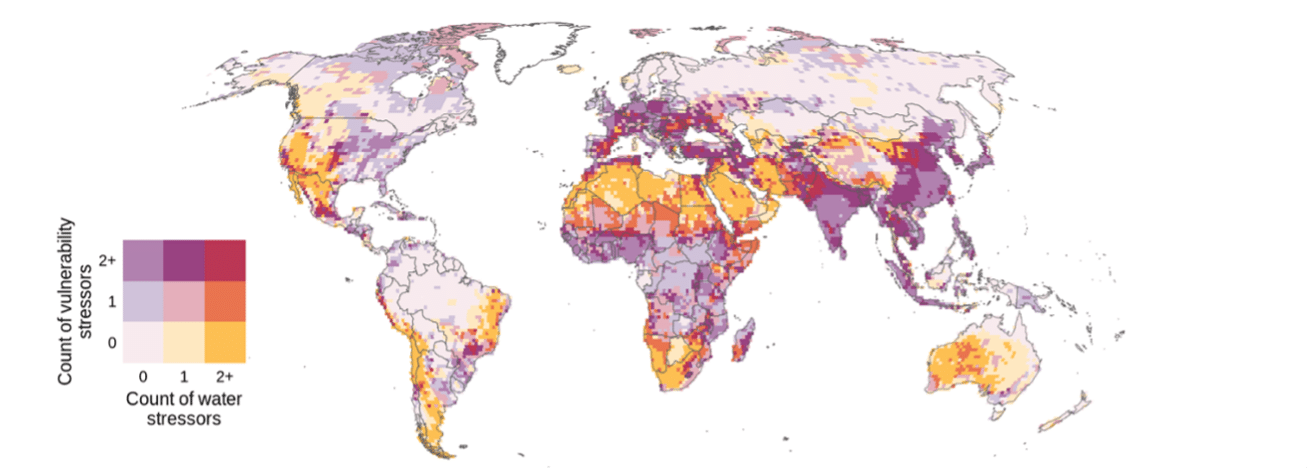 Aggregate social and economic vulnerability to water stress