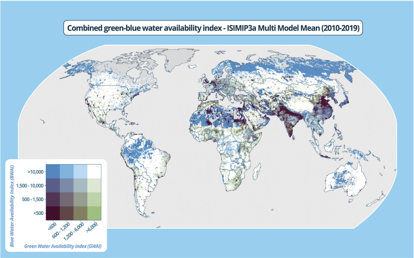 Combined blue and green water availability index