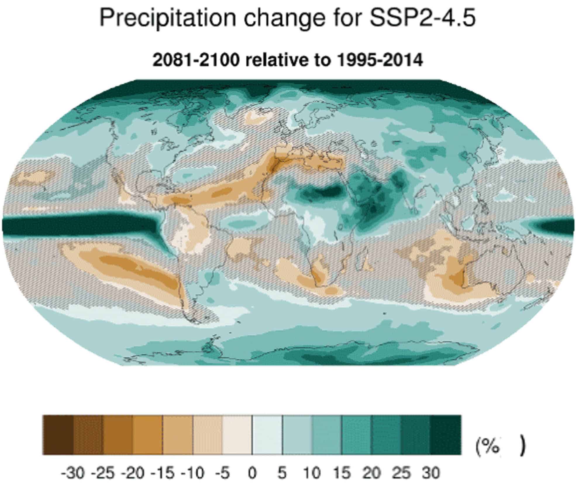 Projected percentage change in mean annual precipitation